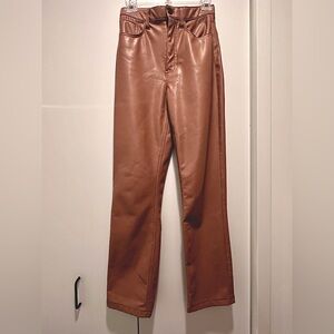 Abercrombie Vegan Leather 90s Straight Pants - Pink Brown - Size 26 (2)